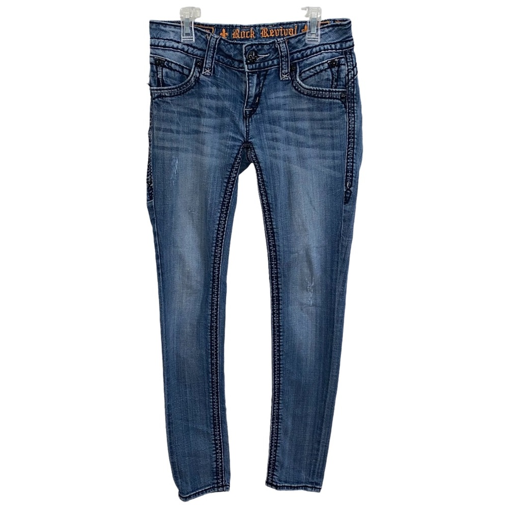 Rock Revival Amy Skinny Jeans size 27 Low Rise Medium Wash